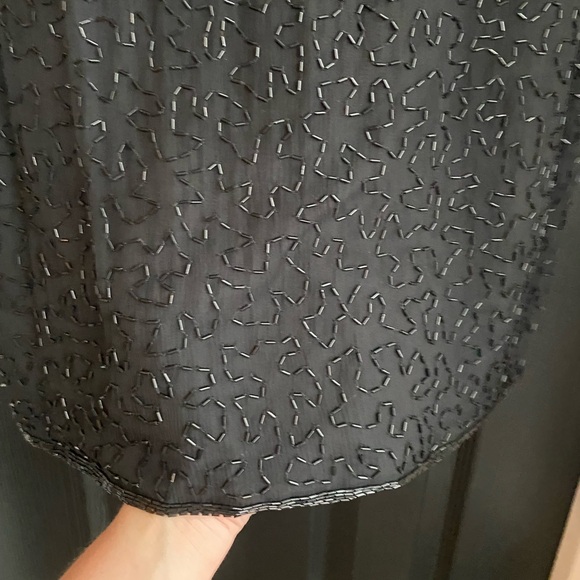 Vintage Night Vogue Evening Dress Sequin/Beading Black 100% Silk Sheath-Size L - Picture 10 of 10